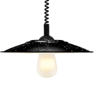 FLAT BLACK SPECKLED ENAMEL RETRACTABLE CORD LIGHT - DYKE & DEAN