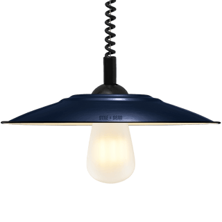 FLAT BLUE ENAMEL RETRACTABLE CORD LIGHT - DYKE & DEAN