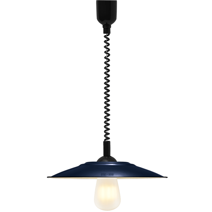 FLAT BLUE ENAMEL RETRACTABLE CORD LIGHT - DYKE & DEAN