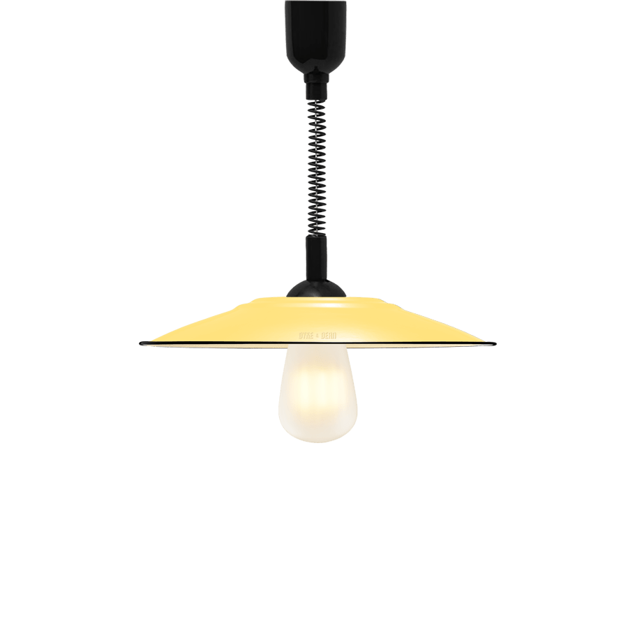 FLAT CUSTARD ENAMEL RETRACTABLE CORD LIGHT - DYKE & DEAN