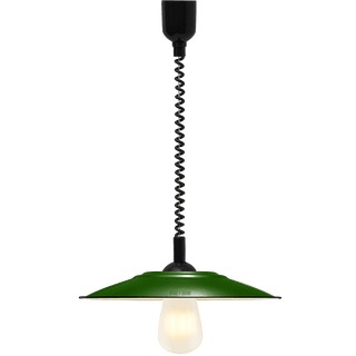 FLAT GREEN ENAMEL RETRACTABLE CORD LIGHT - DYKE & DEAN