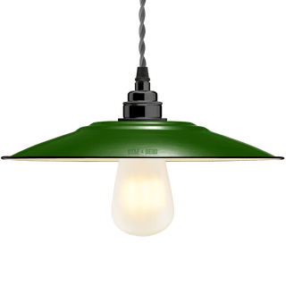 FLAT GREEN ENAMEL SHADE - DYKE & DEAN