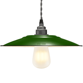 FLAT GREEN ENAMEL SHADE - DYKE & DEAN