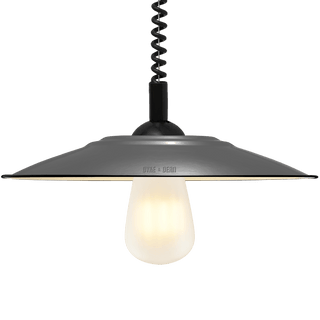 FLAT GREY ENAMEL RETRACTABLE CORD LIGHT - DYKE & DEAN