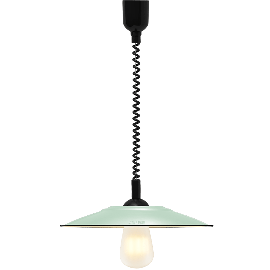 FLAT MINT GREEN ENAMEL RETRACTABLE CORD LIGHT - DYKE & DEAN