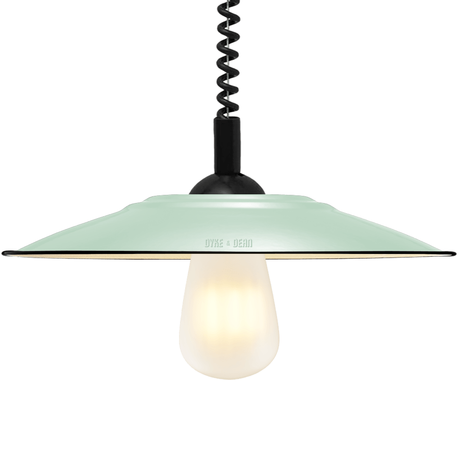 FLAT MINT GREEN ENAMEL RETRACTABLE CORD LIGHT - DYKE & DEAN