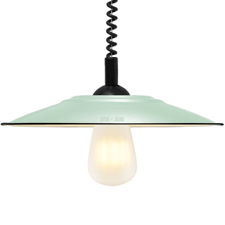 FLAT MINT GREEN ENAMEL RETRACTABLE CORD LIGHT - DYKE & DEAN