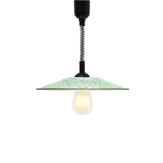 FLAT MINT GREEN SPECKLED ENAMEL RETRACTABLE CORD LIGHT - DYKE & DEAN