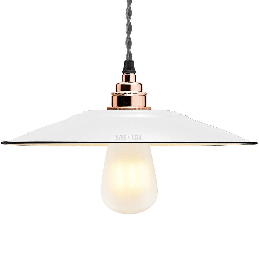 FLAT WHITE ENAMEL SHADE - DYKE & DEAN