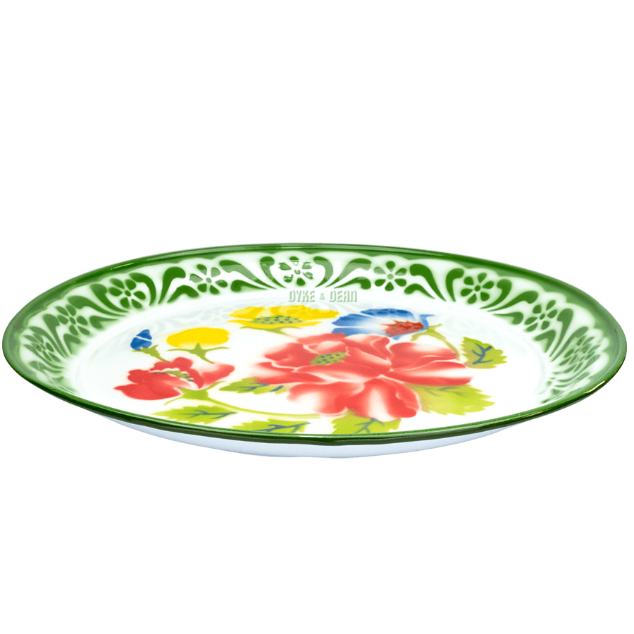 FLOWER ENAMEL TRAY GREEN - DYKE & DEAN