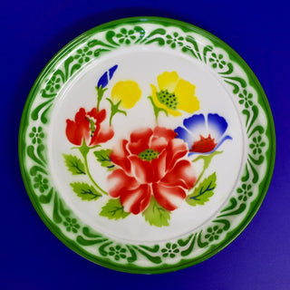 FLOWER ENAMEL TRAY GREEN - DYKE & DEAN