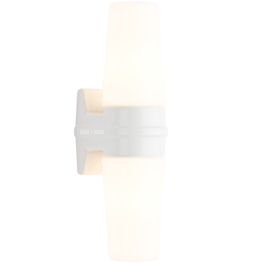 IFO ELECTRIC DOUBLE WHITE PORCELAIN WALL LIGHT - DYKE & DEAN