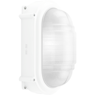 LARGE CAST OVAL BULKHEAD LAMP WHITE - DYKE & DEAN