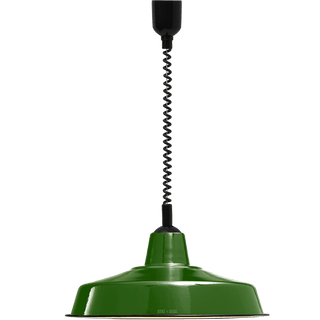 LARGE GREEN ENAMEL RETRACTABLE CORD LIGHT - DYKE & DEAN