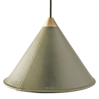 LEATHER CONE LAMP GREEN GRASS - DYKE & DEAN