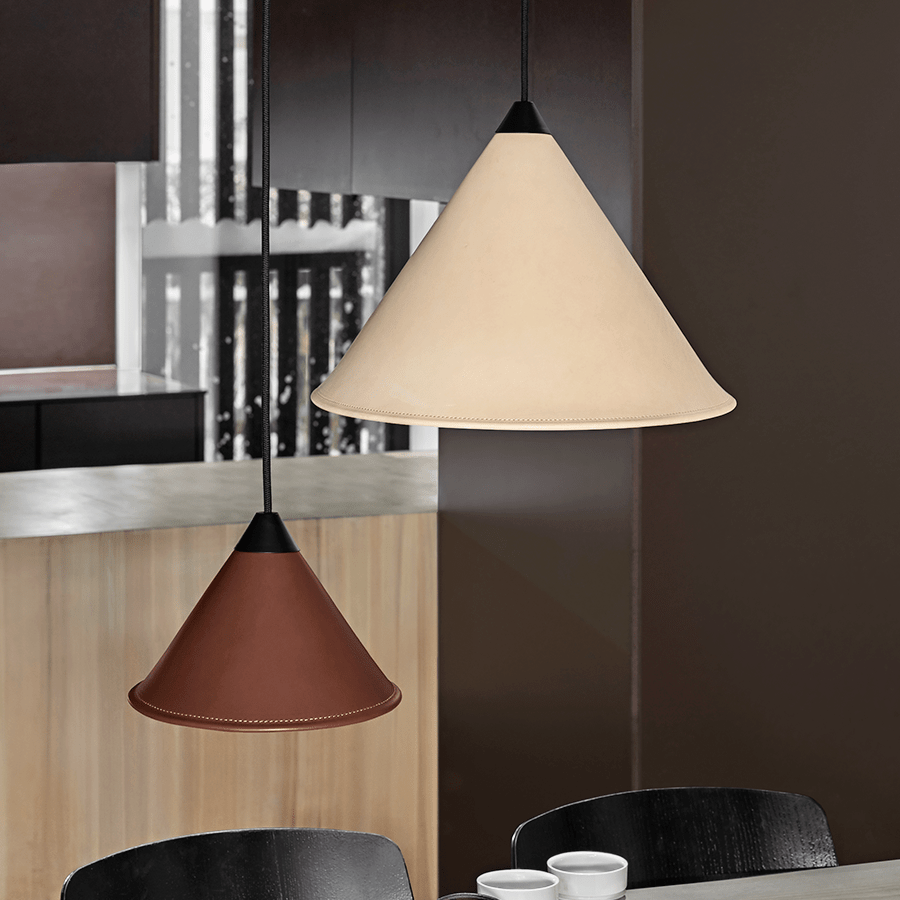 LEATHER CONE LAMP NATURAL CRUDE - DYKE & DEAN