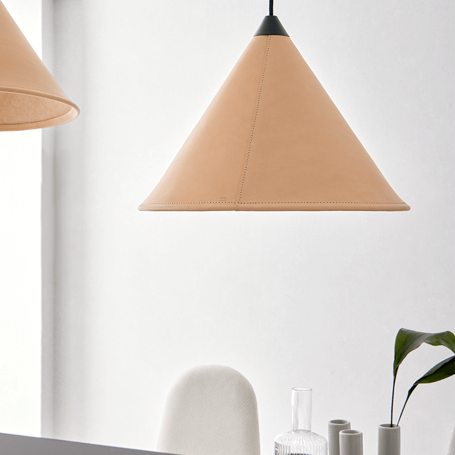 LEATHER CONE LAMP NATURAL CRUDE - DYKE & DEAN