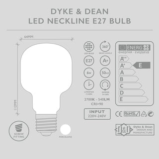 NECKLINE LED PORCELAIN E27 BULB - DYKE & DEAN