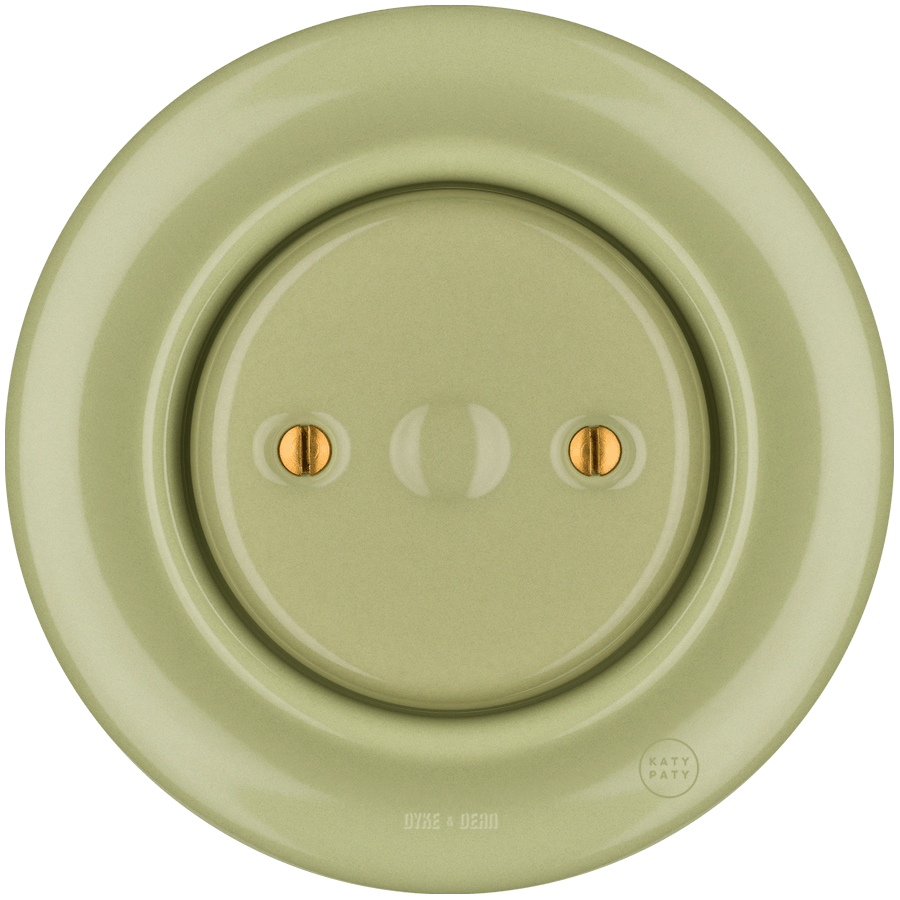 PORCELAIN WALL END PLUG SOCKET MOSS GREEN - DYKE & DEAN