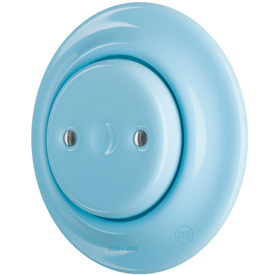 PORCELAIN WALL END PLUG SOCKET PASTEL BLUE - DYKE & DEAN