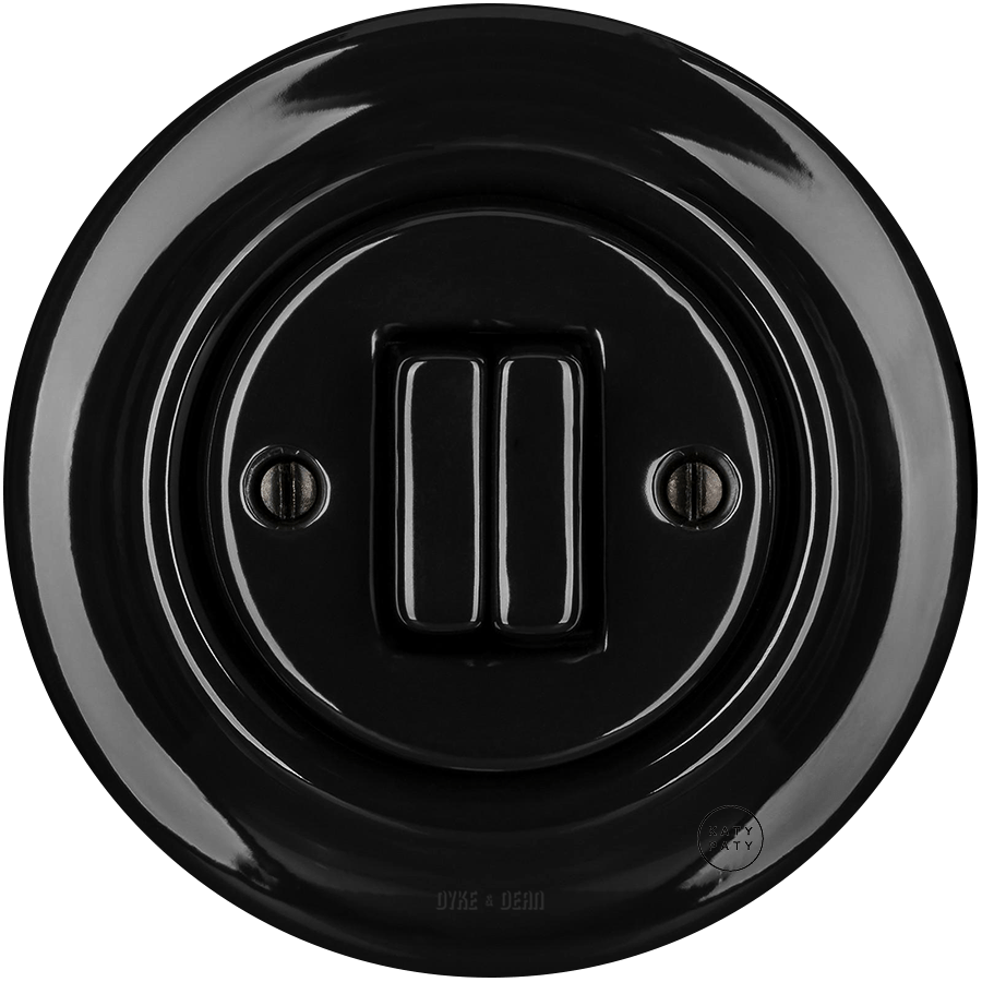 PORCELAIN WALL LIGHT SWITCH BLACK DOUBLE - DYKE & DEAN