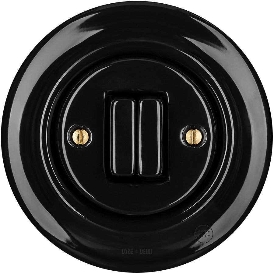 PORCELAIN WALL LIGHT SWITCH BLACK DOUBLE - DYKE & DEAN