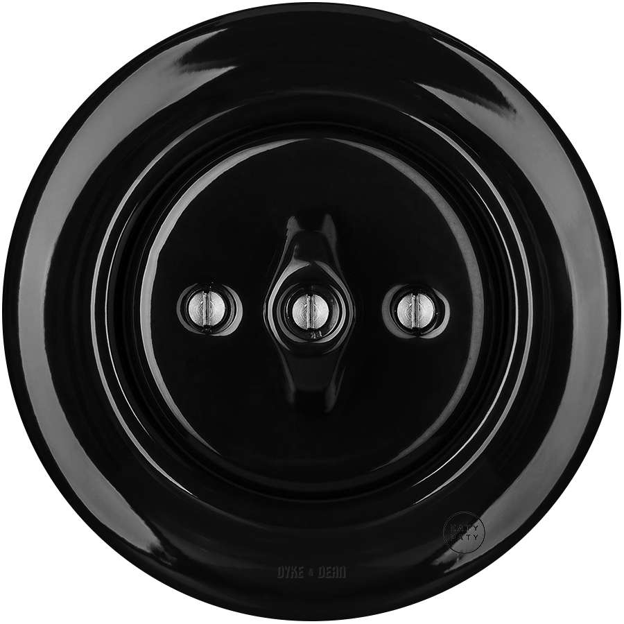 PORCELAIN WALL LIGHT SWITCH BLACK ROTARY - DYKE & DEAN