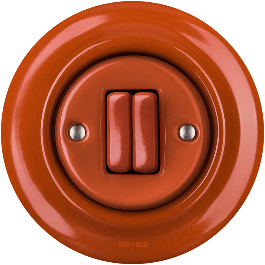 PORCELAIN WALL LIGHT SWITCH BRICK RED DOUBLE - DYKE & DEAN