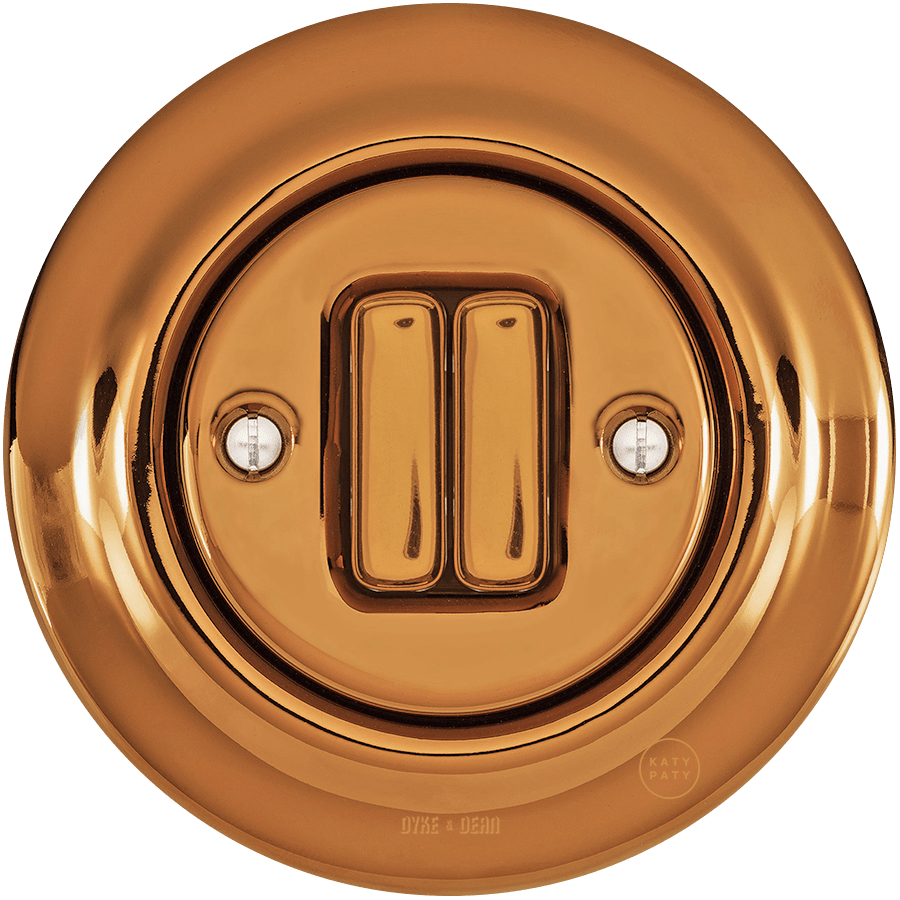 PORCELAIN WALL LIGHT SWITCH BRONZE DOUBLE - DYKE & DEAN