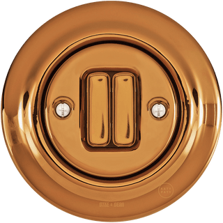 PORCELAIN WALL LIGHT SWITCH BRONZE DOUBLE - DYKE & DEAN
