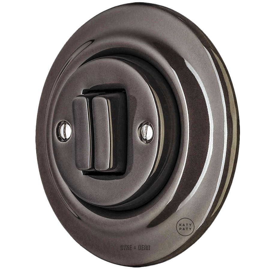 PORCELAIN WALL LIGHT SWITCH BROWN DOUBLE - DYKE & DEAN