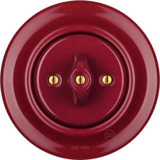 PORCELAIN WALL LIGHT SWITCH BURGUNDY ROTARY - DYKE & DEAN