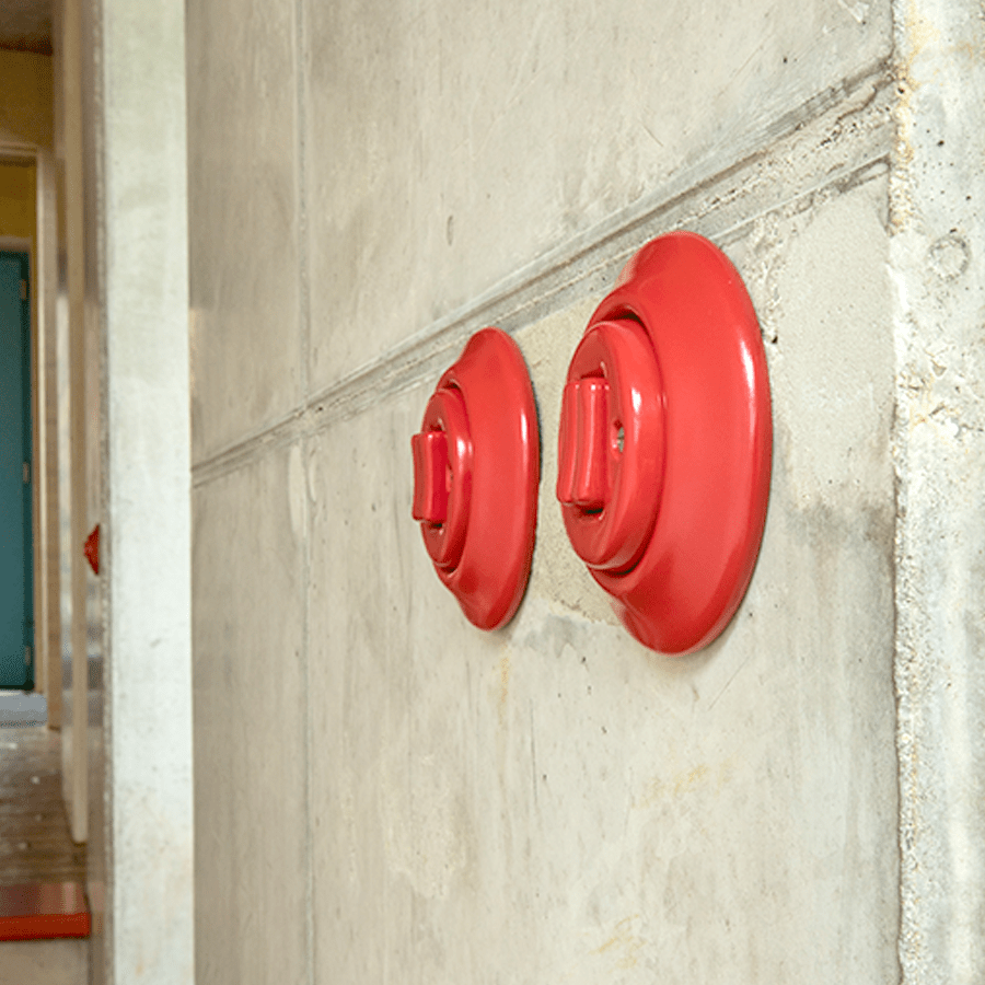 PORCELAIN WALL LIGHT SWITCH BURGUNDY ROTARY - DYKE & DEAN