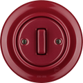 PORCELAIN WALL LIGHT SWITCH BURGUNDY SLIM BUTTON - DYKE & DEAN