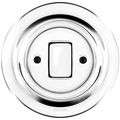 PORCELAIN WALL LIGHT SWITCH CHROME FAT BUTTON - DYKE & DEAN
