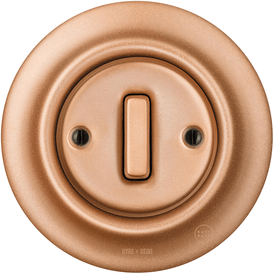 PORCELAIN WALL LIGHT SWITCH COPPER SLIM BUTTON - DYKE & DEAN