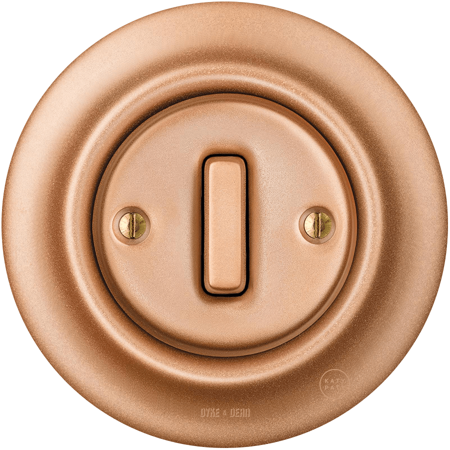 PORCELAIN WALL LIGHT SWITCH COPPER SLIM BUTTON - DYKE & DEAN