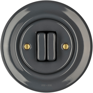 PORCELAIN WALL LIGHT SWITCH DARK GREY DOUBLE - DYKE & DEAN