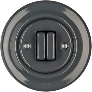 PORCELAIN WALL LIGHT SWITCH DARK GREY DOUBLE - DYKE & DEAN
