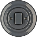 PORCELAIN WALL LIGHT SWITCH DARK GREY FAT BUTTON - DYKE & DEAN
