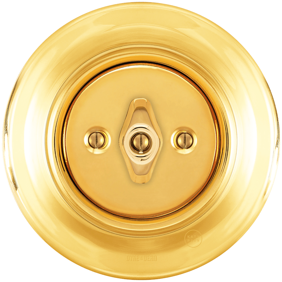 PORCELAIN WALL LIGHT SWITCH GOLD ROTARY - DYKE & DEAN