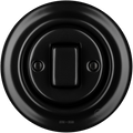 PORCELAIN WALL LIGHT SWITCH MATT BLACK FAT BUTTON - DYKE & DEAN