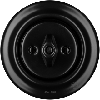 PORCELAIN WALL LIGHT SWITCH MATT BLACK ROTARY - DYKE & DEAN