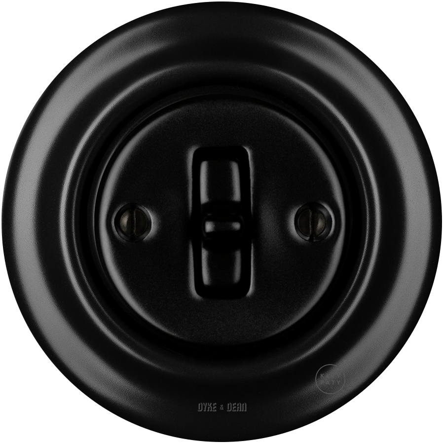 PORCELAIN WALL LIGHT SWITCH MATT BLACK TOGGLE - DYKE & DEAN