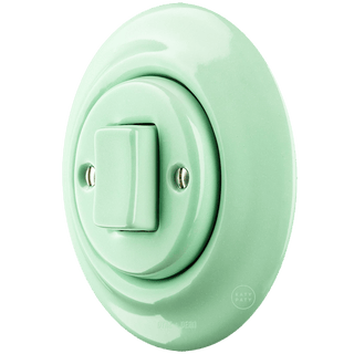 PORCELAIN WALL LIGHT SWITCH MINT FAT BUTTON - DYKE & DEAN