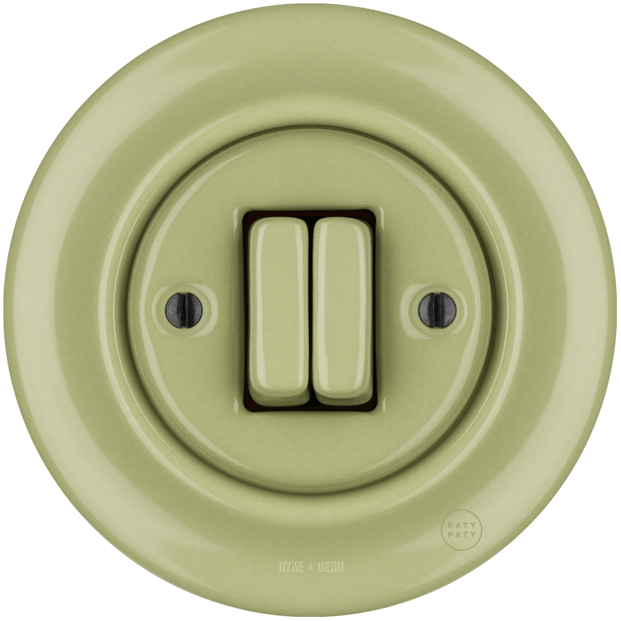 PORCELAIN WALL LIGHT SWITCH MOSS GREEN DOUBLE - DYKE & DEAN