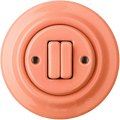 PORCELAIN WALL LIGHT SWITCH SALMON DOUBLE - DYKE & DEAN