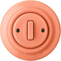 PORCELAIN WALL LIGHT SWITCH SALMON SLIM BUTTON - DYKE & DEAN