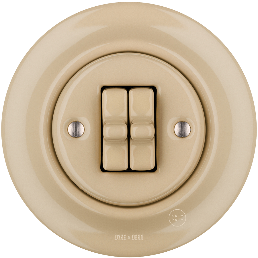 PORCELAIN WALL LIGHT SWITCH SAND 2 TOGGLE - DYKE & DEAN