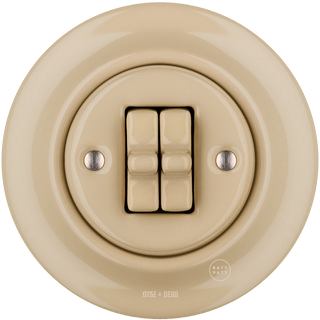 PORCELAIN WALL LIGHT SWITCH SAND 2 TOGGLE - DYKE & DEAN